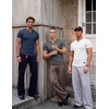 image:imageJMIERR Mens Muscle Fit V Neck T Shirt Short Sleeve Workout Tee  Slim Fit Textured Ribbed Fabric Longline Curved Hem Stretch Comfort Casual Summer Fitted Tops for Athletic GymA Red