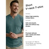 image:imageJMIERR Mens Muscle Fit V Neck T Shirt Short Sleeve Workout Tee  Slim Fit Textured Ribbed Fabric Longline Curved Hem Stretch Comfort Casual Summer Fitted Tops for Athletic GymA Green