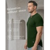image:imageJMIERR Mens Muscle Fit V Neck T Shirt Short Sleeve Workout Tee  Slim Fit Textured Ribbed Fabric Longline Curved Hem Stretch Comfort Casual Summer Fitted Tops for Athletic GymArmy Green