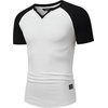image:imageJMIERR Mens Muscle Fit V Neck T Shirt Short Sleeve Workout Tee  Slim Fit Textured Ribbed Fabric Longline Curved Hem Stretch Comfort Casual Summer Fitted Tops for Athletic GymC White  Black