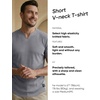 image:imageJMIERR Mens Muscle Fit V Neck T Shirt Short Sleeve Workout Tee  Slim Fit Textured Ribbed Fabric Longline Curved Hem Stretch Comfort Casual Summer Fitted Tops for Athletic GymA Grey