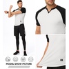 image:imageJMIERR Mens Muscle Fit V Neck T Shirt Short Sleeve Workout Tee  Slim Fit Textured Ribbed Fabric Longline Curved Hem Stretch Comfort Casual Summer Fitted Tops for Athletic GymC White  Black