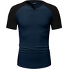 image:imageJMIERR Mens Muscle Fit V Neck T Shirt Short Sleeve Workout Tee  Slim Fit Textured Ribbed Fabric Longline Curved Hem Stretch Comfort Casual Summer Fitted Tops for Athletic GymC Blue  Black