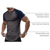 image:imageJMIERR Mens Muscle Fit V Neck T Shirt Short Sleeve Workout Tee  Slim Fit Textured Ribbed Fabric Longline Curved Hem Stretch Comfort Casual Summer Fitted Tops for Athletic GymC Grey  Blue