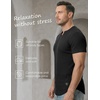 image:imageJMIERR Mens Muscle Fit V Neck T Shirt Short Sleeve Workout Tee  Slim Fit Textured Ribbed Fabric Longline Curved Hem Stretch Comfort Casual Summer Fitted Tops for Athletic Gym01 Black