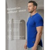 image:imageJMIERR Mens Muscle Fit V Neck T Shirt Short Sleeve Workout Tee  Slim Fit Textured Ribbed Fabric Longline Curved Hem Stretch Comfort Casual Summer Fitted Tops for Athletic GymB Blue 2