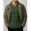 image:imageJMIERR Mens Muscle Fit V Neck T Shirt Short Sleeve Workout Tee  Slim Fit Textured Ribbed Fabric Longline Curved Hem Stretch Comfort Casual Summer Fitted Tops for Athletic GymArmy Green