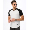 image:imageJMIERR Mens Muscle Fit V Neck T Shirt Short Sleeve Workout Tee  Slim Fit Textured Ribbed Fabric Longline Curved Hem Stretch Comfort Casual Summer Fitted Tops for Athletic GymC White  Black