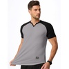 image:imageJMIERR Mens Muscle Fit V Neck T Shirt Short Sleeve Workout Tee  Slim Fit Textured Ribbed Fabric Longline Curved Hem Stretch Comfort Casual Summer Fitted Tops for Athletic GymC Grey  Black