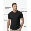 image:imageJMIERR Mens Muscle Fit V Neck T Shirt Short Sleeve Workout Tee  Slim Fit Textured Ribbed Fabric Longline Curved Hem Stretch Comfort Casual Summer Fitted Tops for Athletic Gym01 Black