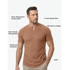 image:imageJMIERR Mens Muscle Fit V Neck T Shirt Short Sleeve Workout Tee  Slim Fit Textured Ribbed Fabric Longline Curved Hem Stretch Comfort Casual Summer Fitted Tops for Athletic GymA Brown