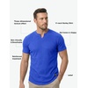 image:imageJMIERR Mens Muscle Fit V Neck T Shirt Short Sleeve Workout Tee  Slim Fit Textured Ribbed Fabric Longline Curved Hem Stretch Comfort Casual Summer Fitted Tops for Athletic GymB Dark Blue