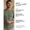 image:imageJMIERR Mens Muscle Fit V Neck T Shirt Short Sleeve Workout Tee  Slim Fit Textured Ribbed Fabric Longline Curved Hem Stretch Comfort Casual Summer Fitted Tops for Athletic GymB Light Green