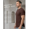 image:imageJMIERR Mens Muscle Fit V Neck T Shirt Short Sleeve Workout Tee  Slim Fit Textured Ribbed Fabric Longline Curved Hem Stretch Comfort Casual Summer Fitted Tops for Athletic GymB Dark Brown