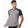image:imageJMIERR Mens Muscle Fit V Neck T Shirt Short Sleeve Workout Tee  Slim Fit Textured Ribbed Fabric Longline Curved Hem Stretch Comfort Casual Summer Fitted Tops for Athletic GymC Light Grey  Blue
