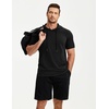 image:imageJMIERR Mens Short Sleeve Hoodie Lightweight Hooded Tshirts with Pocket  Lightweight material Kangaroo pocket Loose fit Athletic and casual Workout Gym Vocation SummerBlack