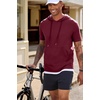 image:imageJMIERR Mens Short Sleeve Hoodie Lightweight Hooded Tshirts with Pocket  Lightweight material Kangaroo pocket Loose fit Athletic and casual Workout Gym Vocation SummerRed