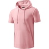 image:imageJMIERR Mens Short Sleeve Hoodie Lightweight Hooded Tshirts with Pocket  Lightweight material Kangaroo pocket Loose fit Athletic and casual Workout Gym Vocation SummerPink