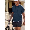 image:imageJMIERR Mens Short Sleeve Hoodie Lightweight Hooded Tshirts with Pocket  Lightweight material Kangaroo pocket Loose fit Athletic and casual Workout Gym Vocation SummerDark Blue
