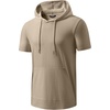 image:imageJMIERR Mens Short Sleeve Hoodie Lightweight Hooded Tshirts with Pocket  Lightweight material Kangaroo pocket Loose fit Athletic and casual Workout Gym Vocation SummerKhaki