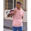 image:imageJMIERR Mens Short Sleeve Hoodie Lightweight Hooded Tshirts with Pocket  Lightweight material Kangaroo pocket Loose fit Athletic and casual Workout Gym Vocation SummerPink