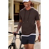 image:imageJMIERR Mens Short Sleeve Hoodie Lightweight Hooded Tshirts with Pocket  Lightweight material Kangaroo pocket Loose fit Athletic and casual Workout Gym Vocation SummerBrown