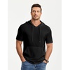 image:imageJMIERR Mens Short Sleeve Hoodie Lightweight Hooded Tshirts with Pocket  Lightweight material Kangaroo pocket Loose fit Athletic and casual Workout Gym Vocation SummerBlack