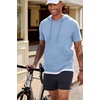 image:imageJMIERR Mens Short Sleeve Hoodie Lightweight Hooded Tshirts with Pocket  Lightweight material Kangaroo pocket Loose fit Athletic and casual Workout Gym Vocation SummerBaby Blue