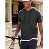 image:imageJMIERR Mens Short Sleeve Hoodie Lightweight Hooded Tshirts with Pocket  Lightweight material Kangaroo pocket Loose fit Athletic and casual Workout Gym Vocation SummerDark Grey