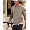 image:imageJMIERR Mens Short Sleeve Hoodie Lightweight Hooded Tshirts with Pocket  Lightweight material Kangaroo pocket Loose fit Athletic and casual Workout Gym Vocation SummerKhaki