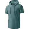 image:imageJMIERR Mens Short Sleeve Hoodie Lightweight Hooded Tshirts with Pocket  Lightweight material Kangaroo pocket Loose fit Athletic and casual Workout Gym Vocation SummerGrey Green