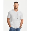 image:imageJMIERR Mens Short Sleeve Hoodie Lightweight Hooded Tshirts with Pocket  Lightweight material Kangaroo pocket Loose fit Athletic and casual Workout Gym Vocation SummerWhite
