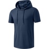 image:imageJMIERR Mens Short Sleeve Hoodie Lightweight Hooded Tshirts with Pocket  Lightweight material Kangaroo pocket Loose fit Athletic and casual Workout Gym Vocation SummerDark Blue