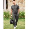 image:imageJMIERR Mens 2 Piece Set Short Sleeve Shirts and Pants Summer Textured Suits  Crewneck T Shirts Drawstring Pants Pockets Sportwear Vacation Athletic Cruise Beach CasualDark Grey