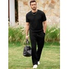 image:imageJMIERR Mens 2 Piece Set Short Sleeve Shirts and Pants Summer Textured Suits  Crewneck T Shirts Drawstring Pants Pockets Sportwear Vacation Athletic Cruise Beach CasualBlack