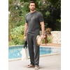 image:imageJMIERR Mens 2 Piece Set Short Sleeve Shirts and Pants Summer Textured Suits  Crewneck T Shirts Drawstring Pants Pockets Sportwear Vacation Athletic Cruise Beach CasualDark Grey