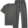 image:imageJMIERR Mens 2 Piece Set Short Sleeve Shirts and Pants Summer Textured Suits  Crewneck T Shirts Drawstring Pants Pockets Sportwear Vacation Athletic Cruise Beach CasualDark Grey