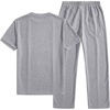 image:imageJMIERR Mens 2 Piece Set Short Sleeve Shirts and Pants Summer Textured Suits  Crewneck T Shirts Drawstring Pants Pockets Sportwear Vacation Athletic Cruise Beach CasualLight Grey
