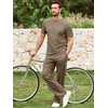 image:imageJMIERR Mens 2 Piece Set Short Sleeve Shirts and Pants Summer Textured Suits  Crewneck T Shirts Drawstring Pants Pockets Sportwear Vacation Athletic Cruise Beach CasualKhaki