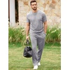image:imageJMIERR Mens 2 Piece Set Short Sleeve Shirts and Pants Summer Textured Suits  Crewneck T Shirts Drawstring Pants Pockets Sportwear Vacation Athletic Cruise Beach CasualLight Grey