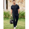 image:imageJMIERR Mens 2 Piece Set Short Sleeve Shirts and Pants Summer Textured Suits  Crewneck T Shirts Drawstring Pants Pockets Sportwear Vacation Athletic Cruise Beach CasualNavy Blue