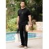 image:imageJMIERR Mens 2 Piece Set Short Sleeve Shirts and Pants Summer Textured Suits  Crewneck T Shirts Drawstring Pants Pockets Sportwear Vacation Athletic Cruise Beach CasualBlack