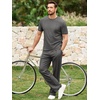 image:imageJMIERR Mens 2 Piece Set Short Sleeve Shirts and Pants Summer Textured Suits  Crewneck T Shirts Drawstring Pants Pockets Sportwear Vacation Athletic Cruise Beach CasualDark Grey