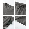 image:imageJMIERR Mens 2 Piece Set Short Sleeve Shirts and Pants Summer Textured Suits  Crewneck T Shirts Drawstring Pants Pockets Sportwear Vacation Athletic Cruise Beach CasualDark Grey