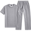 image:imageJMIERR Mens 2 Piece Set Short Sleeve Shirts and Pants Summer Textured Suits  Crewneck T Shirts Drawstring Pants Pockets Sportwear Vacation Athletic Cruise Beach CasualLight Grey