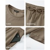 image:imageJMIERR Mens 2 Piece Set Short Sleeve Shirts and Pants Summer Textured Suits  Crewneck T Shirts Drawstring Pants Pockets Sportwear Vacation Athletic Cruise Beach CasualKhaki