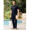 image:imageJMIERR Mens 2 Piece Set Short Sleeve Shirts and Pants Summer Textured Suits  Crewneck T Shirts Drawstring Pants Pockets Sportwear Vacation Athletic Cruise Beach CasualNavy Blue