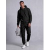 image:imageJMIERR Mens Hoodie Jogger Pants Set Fleece Lined Zip Up Two Piece Tracksuit  Fleecelined warmth fullzip hoodie jogger pants set kangaroo pocket leather zipper pull ribbed cuffs and hemBlack