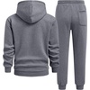 image:imageJMIERR Mens Hoodie Jogger Pants Set Fleece Lined Zip Up Two Piece Tracksuit  Fleecelined warmth fullzip hoodie jogger pants set kangaroo pocket leather zipper pull ribbed cuffs and hemMedium Grey