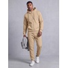 image:imageJMIERR Mens Hoodie Jogger Pants Set Fleece Lined Zip Up Two Piece Tracksuit  Fleecelined warmth fullzip hoodie jogger pants set kangaroo pocket leather zipper pull ribbed cuffs and hemLight French Beige